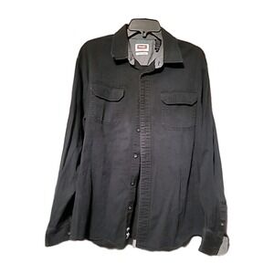 Wrangler Shirt Casual Flannel Long Sleeve Button Down 2 Pocket Large Black
